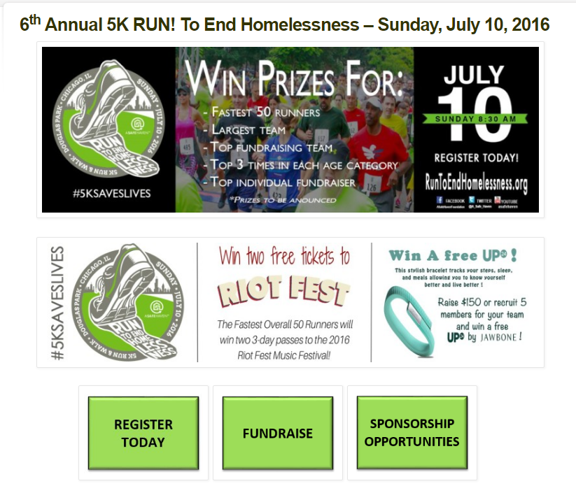 5k fundraising event page