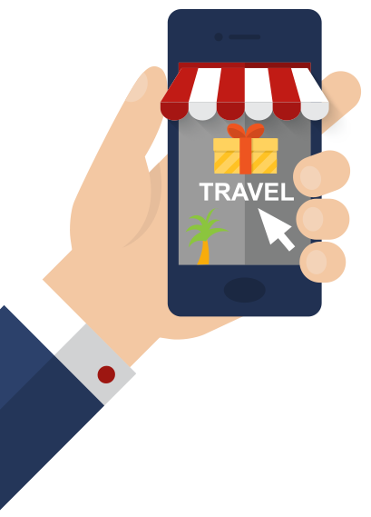 Online auction travel packages on a mobile phone