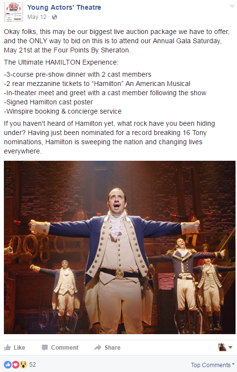 Winspire's Ultimate Hamilton Experience auction travel package