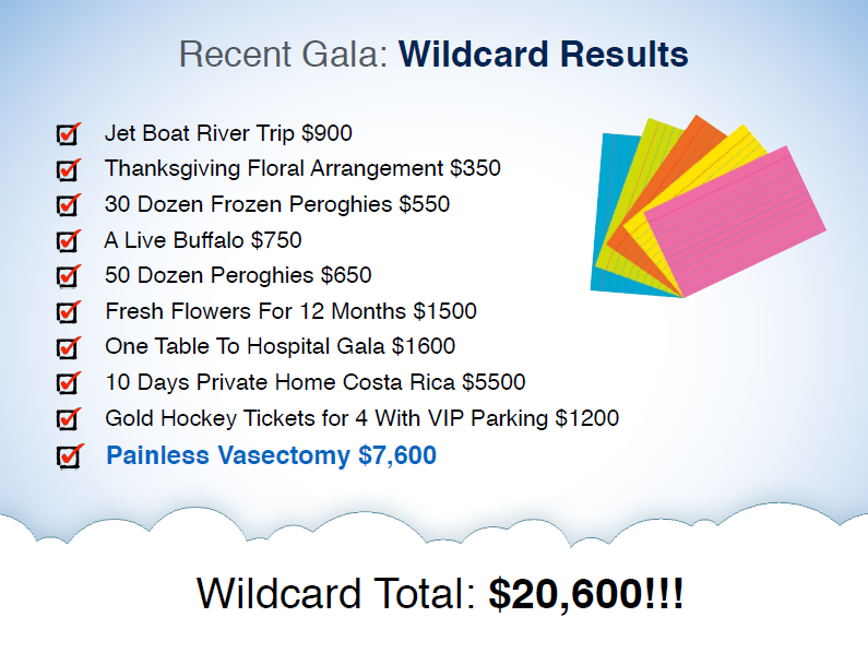 Sample Wildcard Auction Results from Charity Fundraiser Event