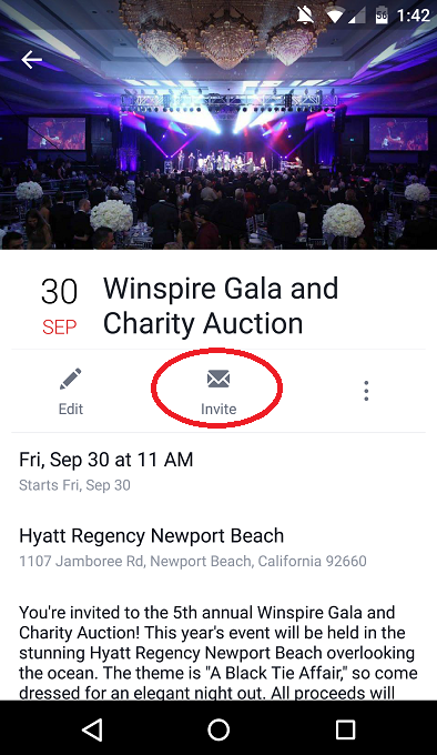 Sample Facebook Event - how to use for nonprofit fundraiser events 