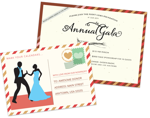 postcard invitation for nonprofit fundraiser events
