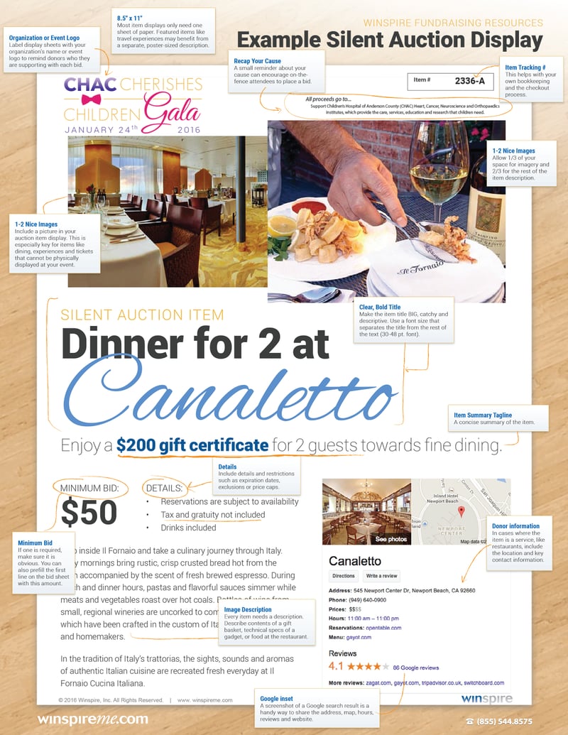 Silent Auction Display Templates