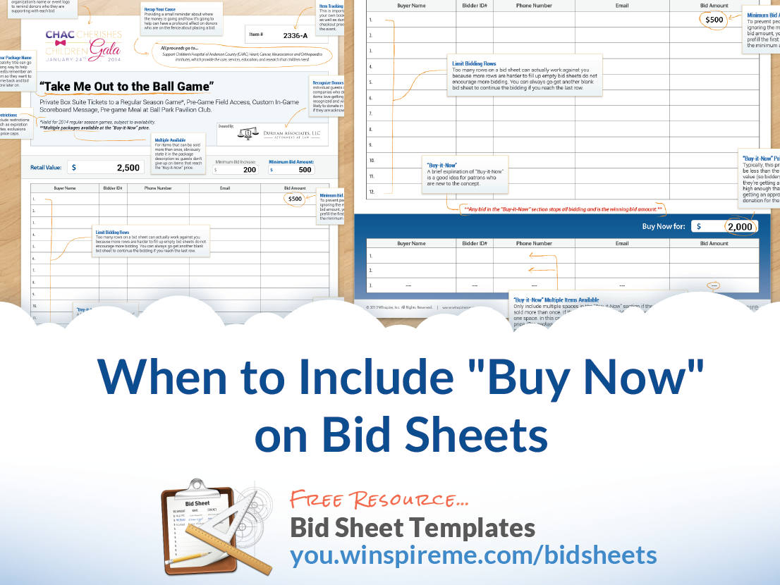 When to Include "Buy Now" Prices on Auction Bid Sheets