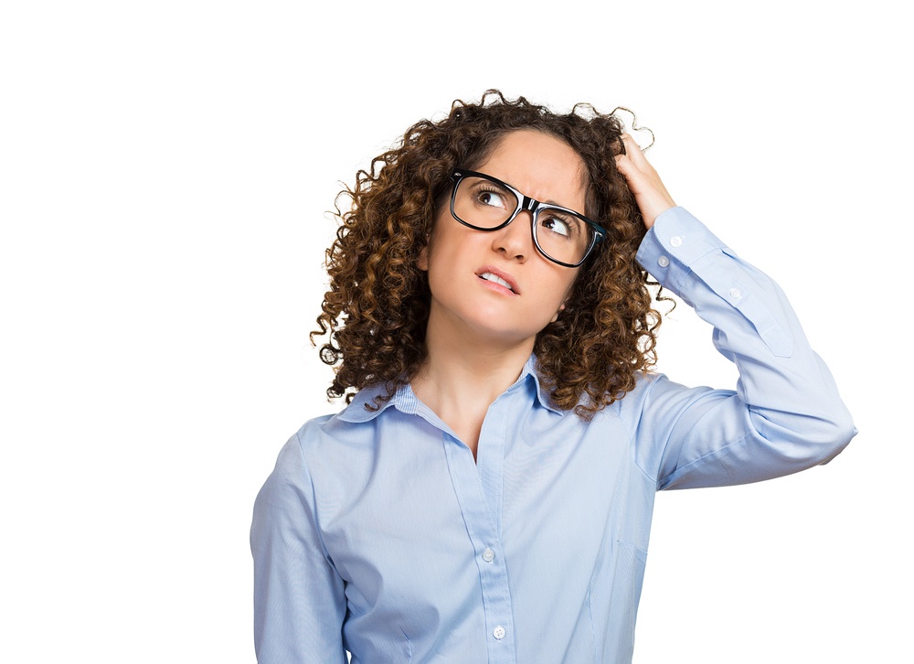 Confused Woman with Glasses Scratching Head Body Language